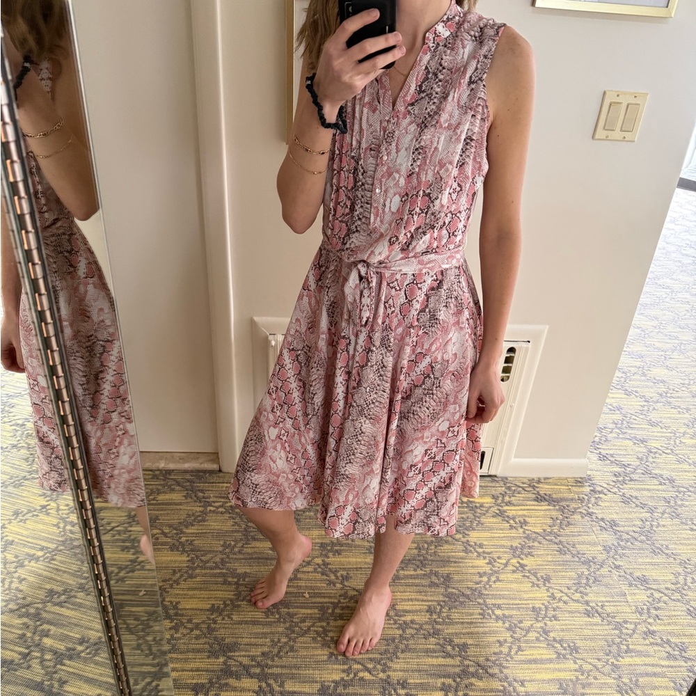 Nanette Lepore Pink Snake Print Midi Dress